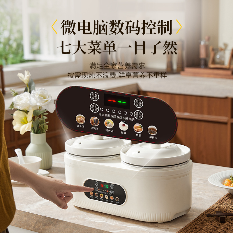 网红双胆电炖锅家用厨房全自动电饭锅智能隔水炖电炖盅煲汤电煮锅