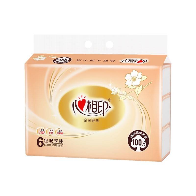 DT51100（6包装）心相印金装金典100抽三层塑装纸面巾6包ZTADA03119