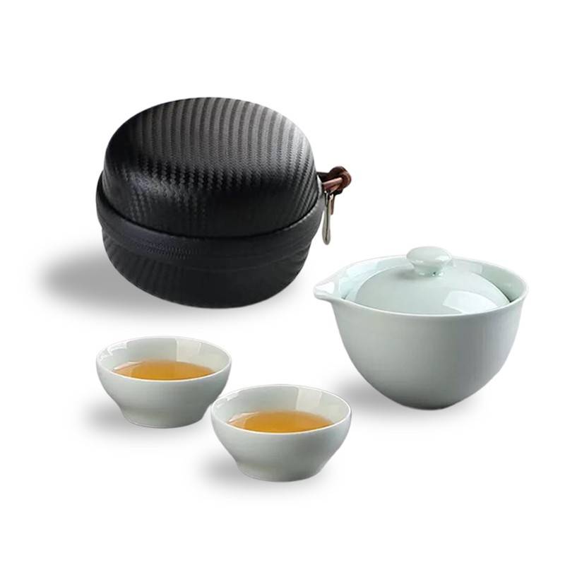 观涔 快客套组 粉青茶具三件套