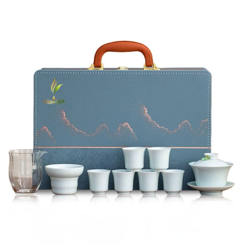 观涔 富贵套组 粉青茶具九件套