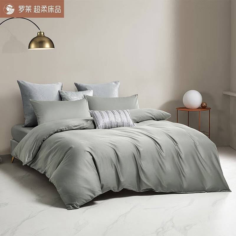 罗莱*简粹60S全棉贡缎四件套灰色200*230cm	LL-SJT013