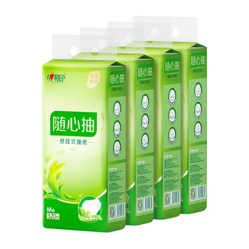 DT10320(箱装）心相印茶语精选320抽4提四层悬挂式提装面巾纸（赠一个挂钩）A0000616