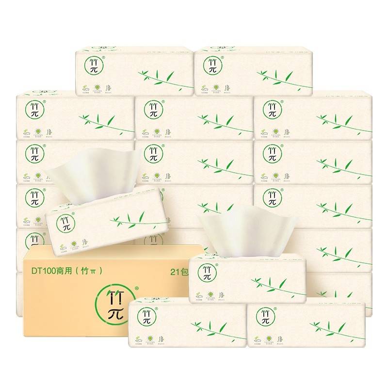 DT100（箱装）心相印竹π三层塑装纸面巾100抽21包装ADB15268