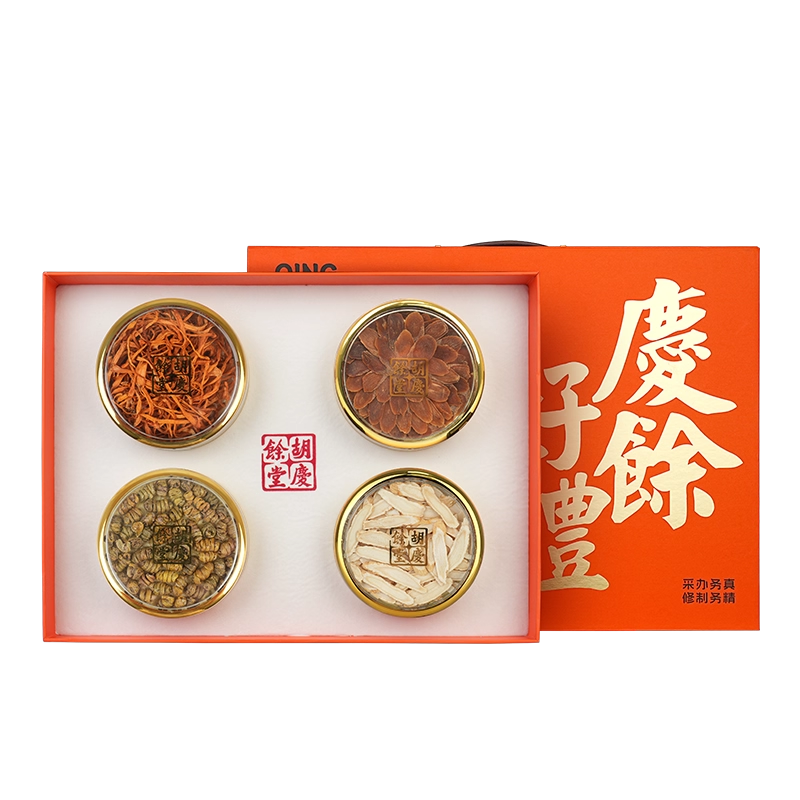 胡庆余堂庆余有礼四拼礼盒-庆余好礼虫草花30克 + 红参片30克 + 西洋参片30克+ 铁皮石斛40克