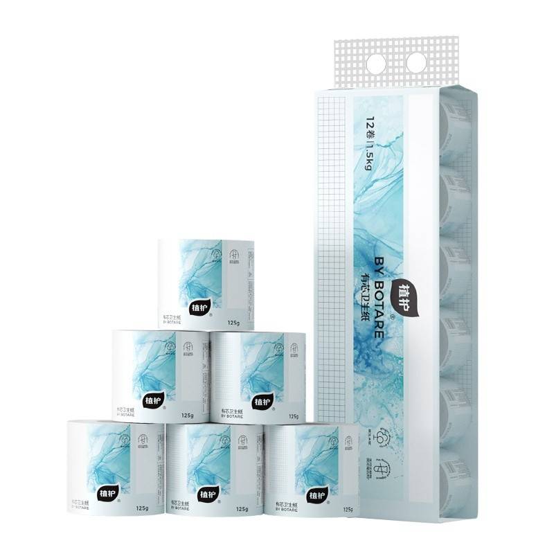 植护 气垫有芯卫生纸（碎冰蓝系列）100*120/5层 125g 12卷*1提ZH408735N12*1