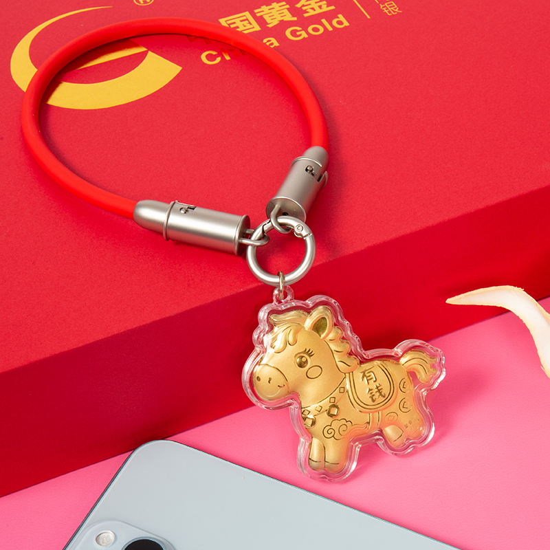 中国黄金珍尚银足金999马上有钱手机包包挂件