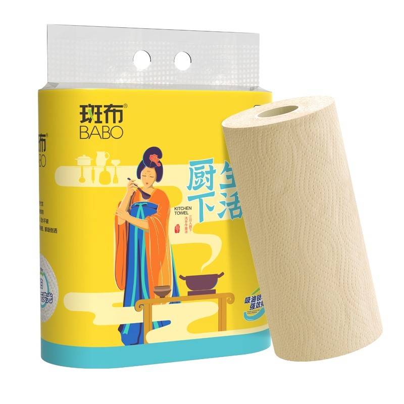斑布(BABO)厨下生活系列厨房纸巾 原生竹浆本色 80节2卷