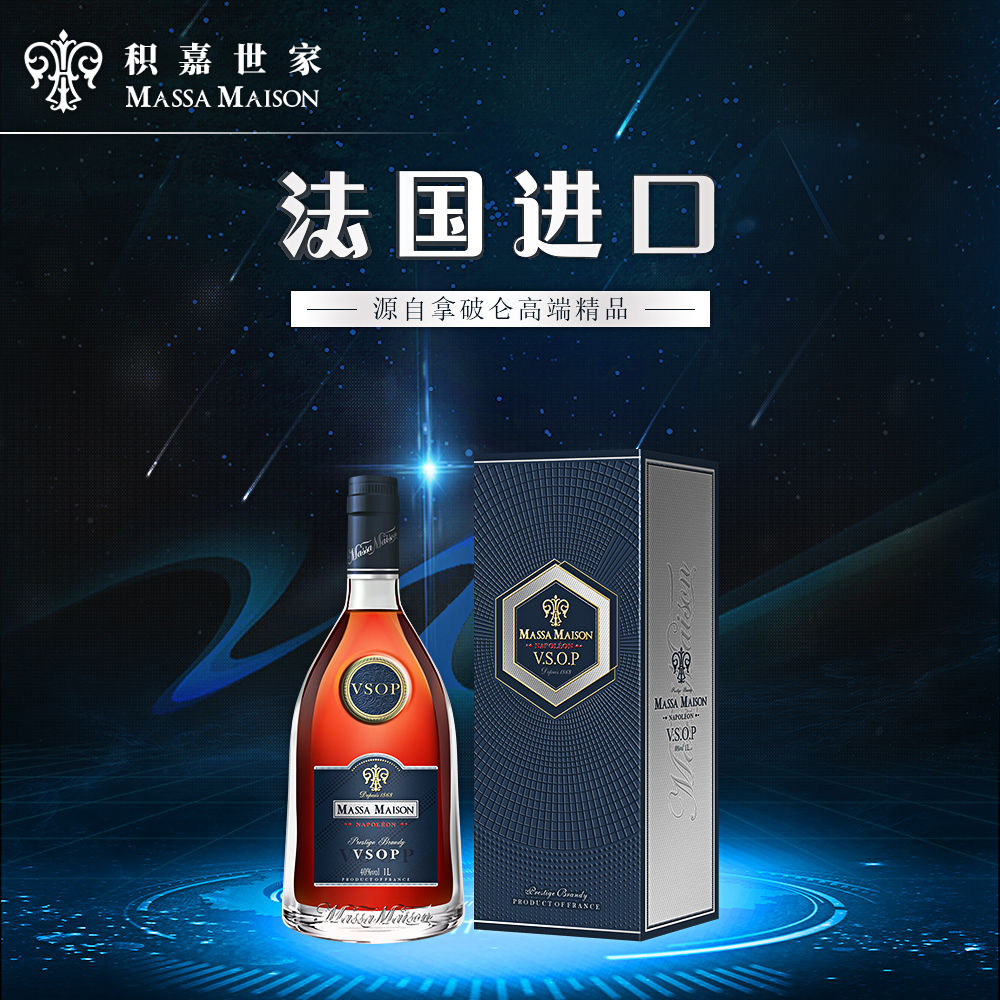 积嘉世家拿破仑VSOP白兰地 1000ml*1瓶 单支无礼袋双支配礼袋