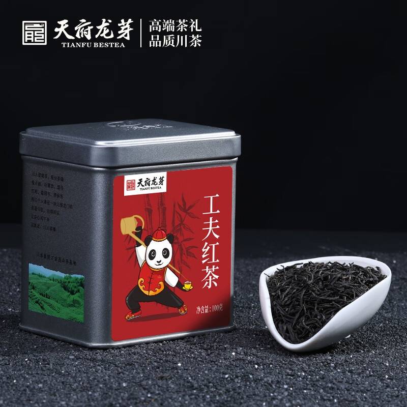 天府龙芽 特级红茶 四川高山采摘 工夫红茶100g罐装
