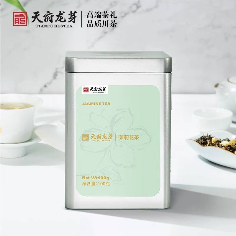 天府龙芽 特级花茶 四川高山采摘 茉莉花茶100g罐装