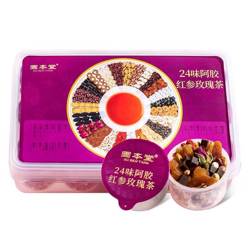 固本堂二十四味阿胶红参玫瑰茶500g