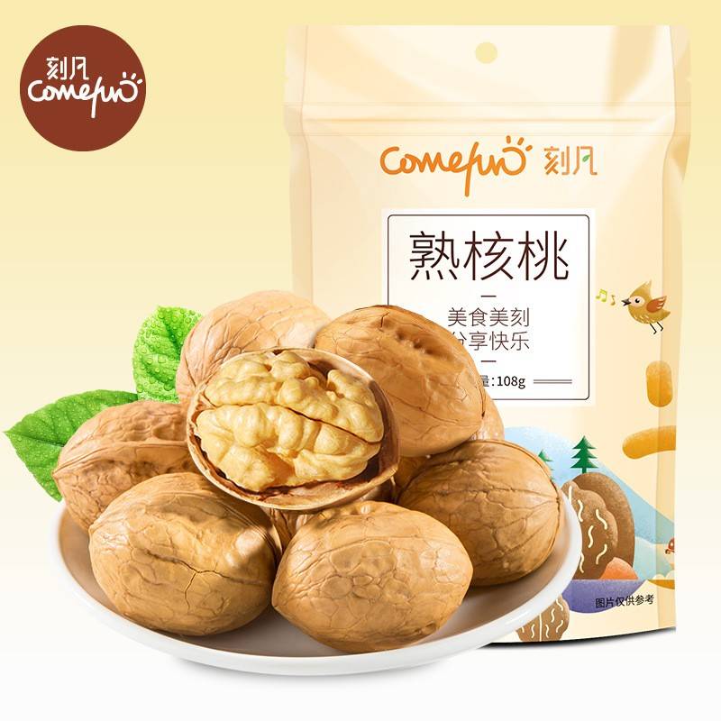 刻凡 熟核桃108g/袋坚果零食手剥纸皮薄皮壳大核桃