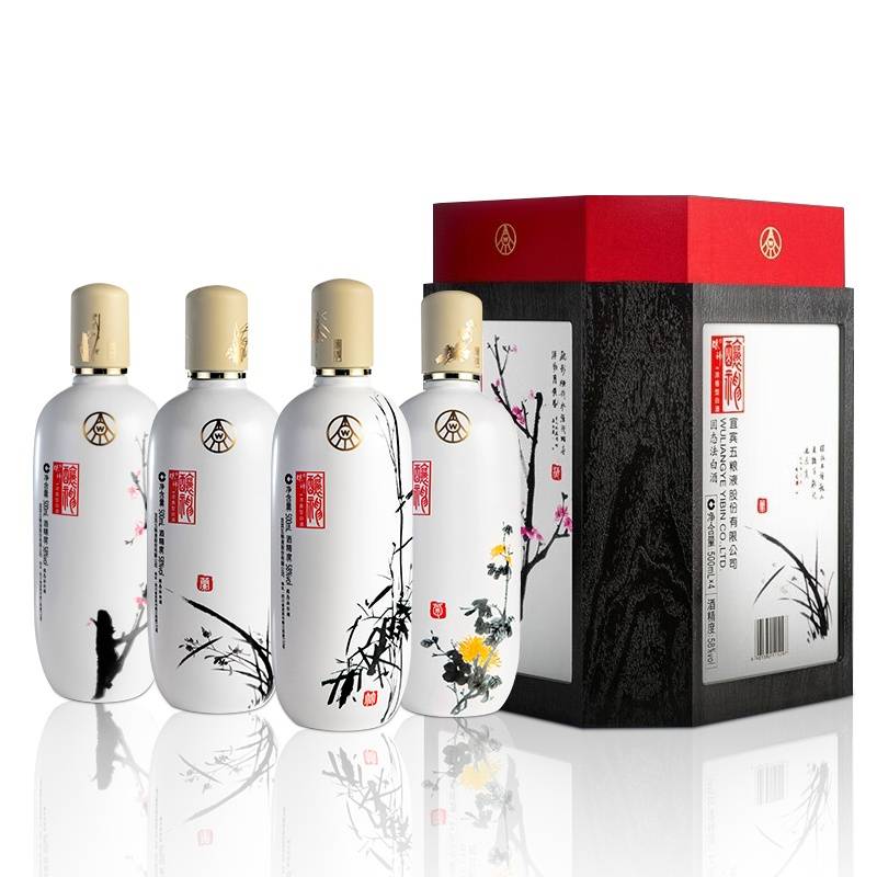五粮液股份 送礼佳品 酿神梅兰竹菊 固态法纯粮白酒58度500ml*4瓶礼盒装