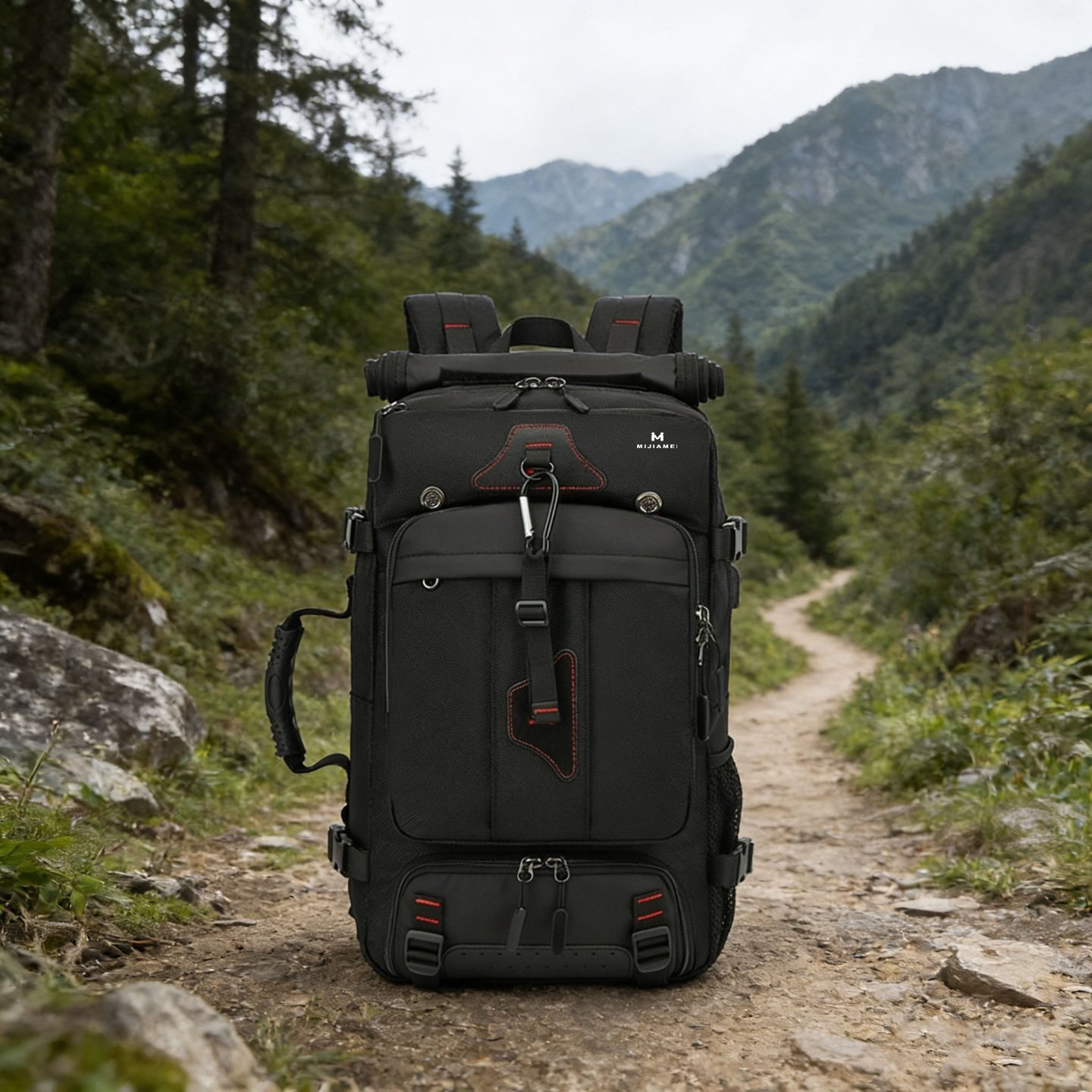 米茄美户外登山大容量轻便旅行双肩包多功能卷帘干湿分离电脑背包M074