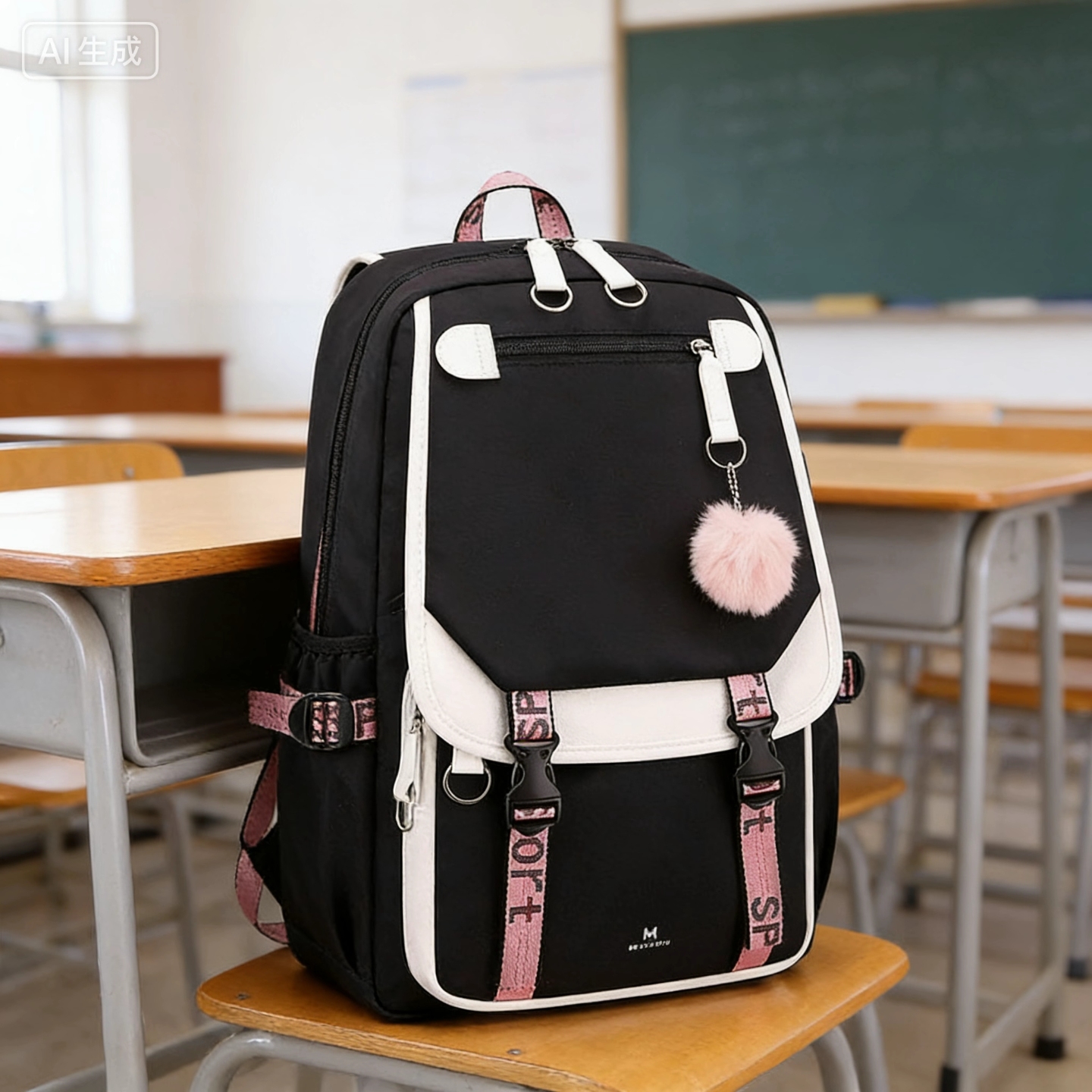 米茄美青春学院学生书包潮流大容量双肩包M086