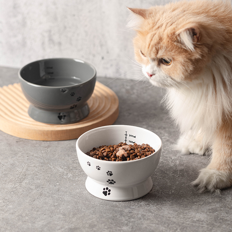 漫沃星系平口&斜口陶瓷猫碗300ml大容量轻松装下不怕洒