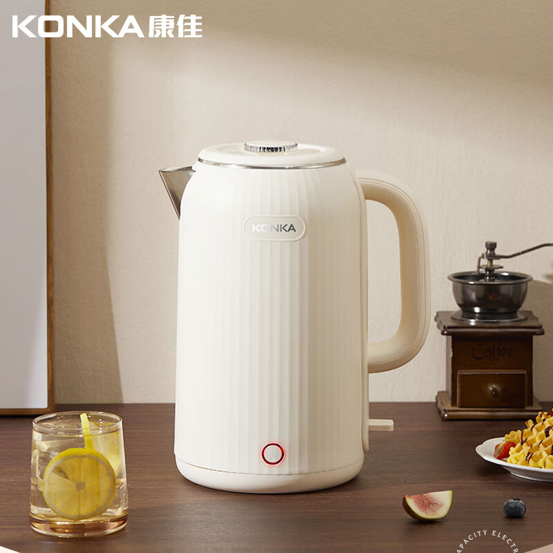 康佳小电 KDSH-2513 电热水壶304不锈钢双层防烫 2.5L大容量烧水壶
