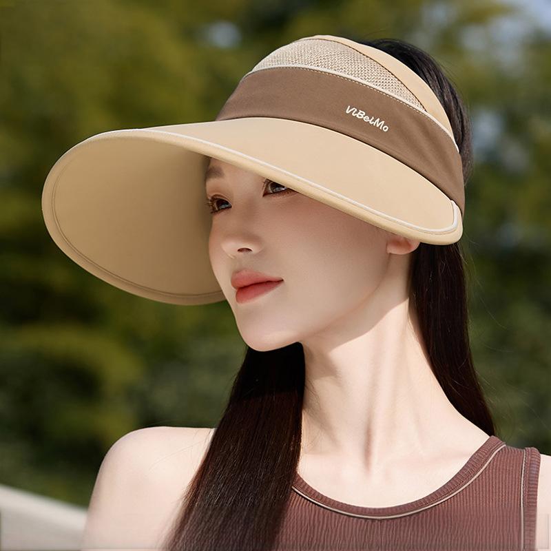加大加宽帽檐冰感防晒帽女户外防紫外线遮脸空顶帽休闲减龄大沿帽