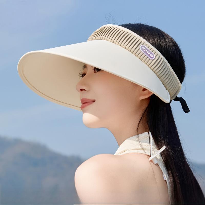 高端空顶帽子工厂夏季新款双面冰丝大沿防晒帽女户外遮脸太阳帽潮
