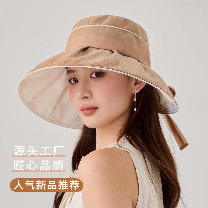 轻盈薄款大沿遮阳帽女夏季新款户外防晒可折叠太阳帽高级感UV帽子