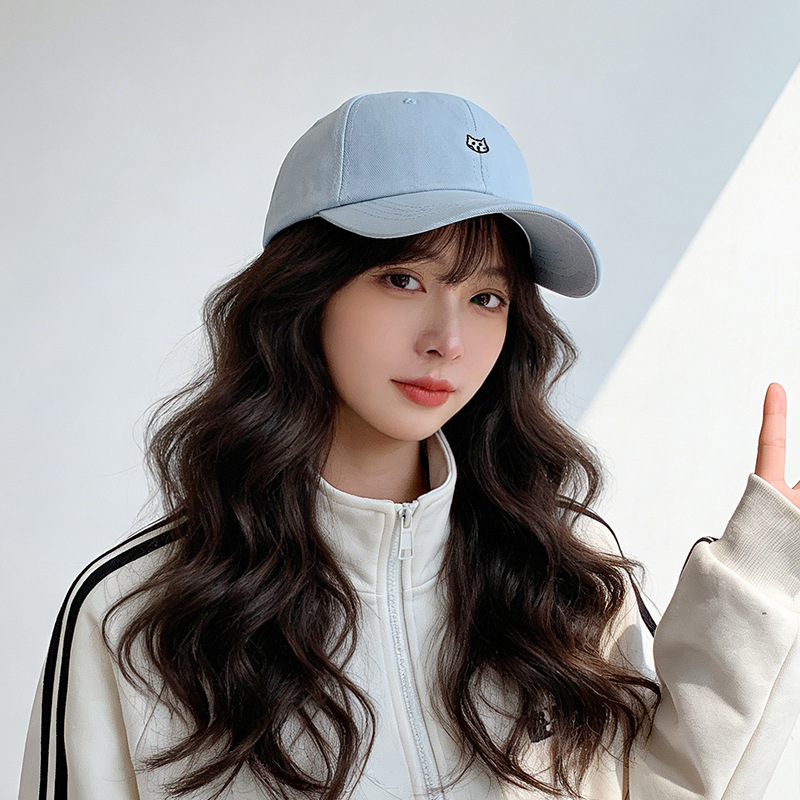 新款帽子女可爱卡通风小猫刺绣棒球帽夏遮阳帽韩版休闲百搭鸭舌帽