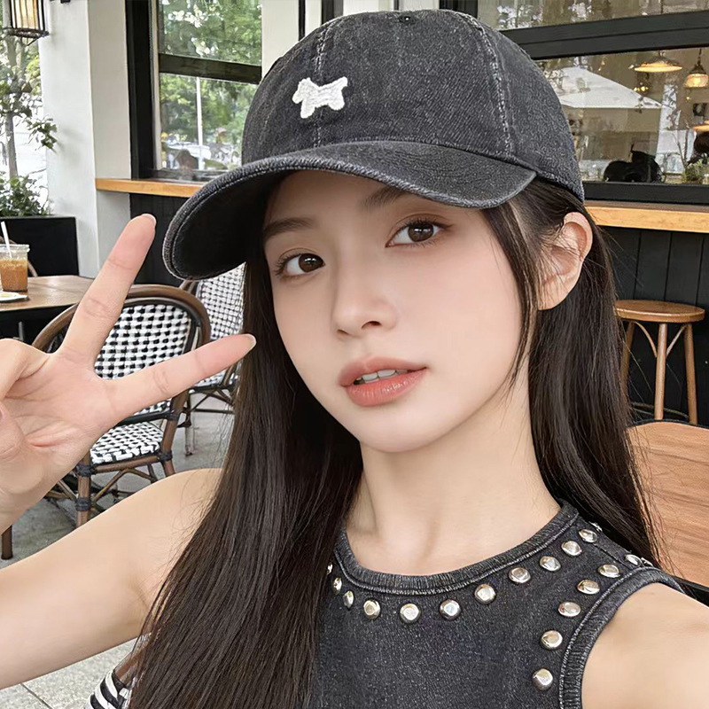 帽子鸭舌帽可爱小马刺绣牛仔棒球帽子女时尚显脸小户外遮阳防晒帽