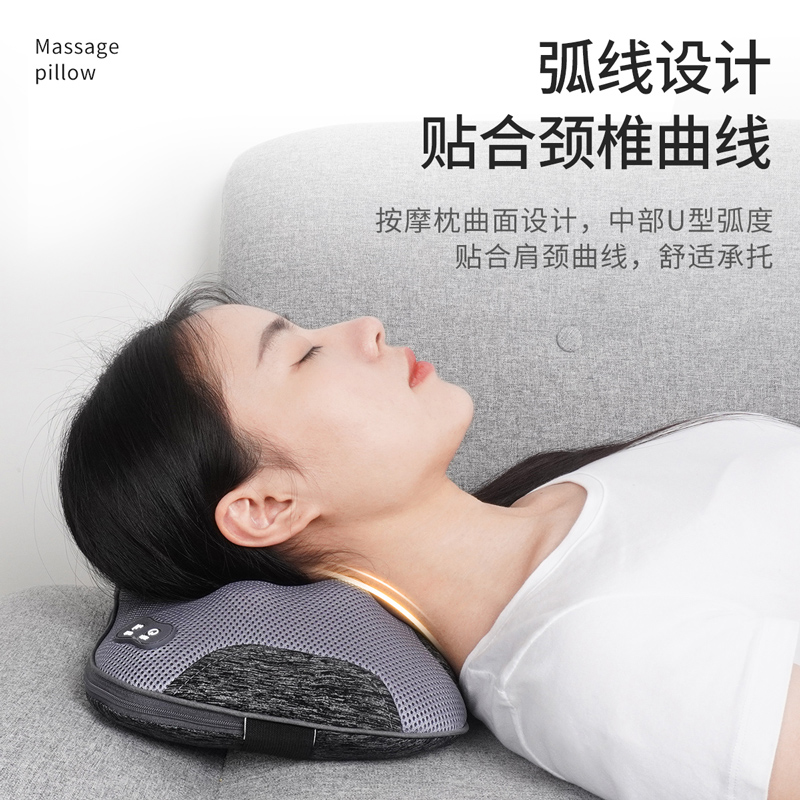 茗振MZ颈椎按摩指压枕多功能腰椎智能背肩颈部按摩仪器电动全身靠枕仪 （灰色）