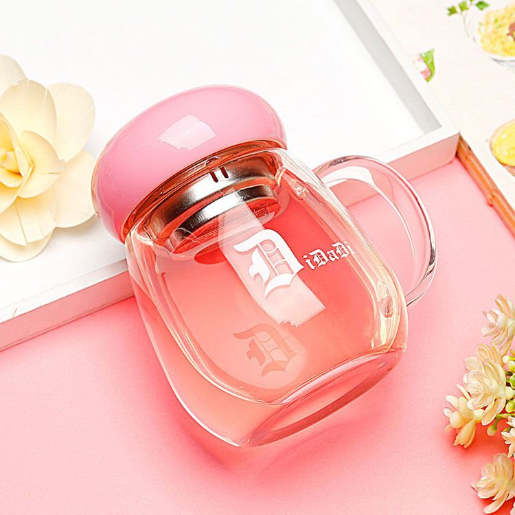 花茶杯开业礼品玻璃杯透明创意水杯广告活动地推杯子带茶漏