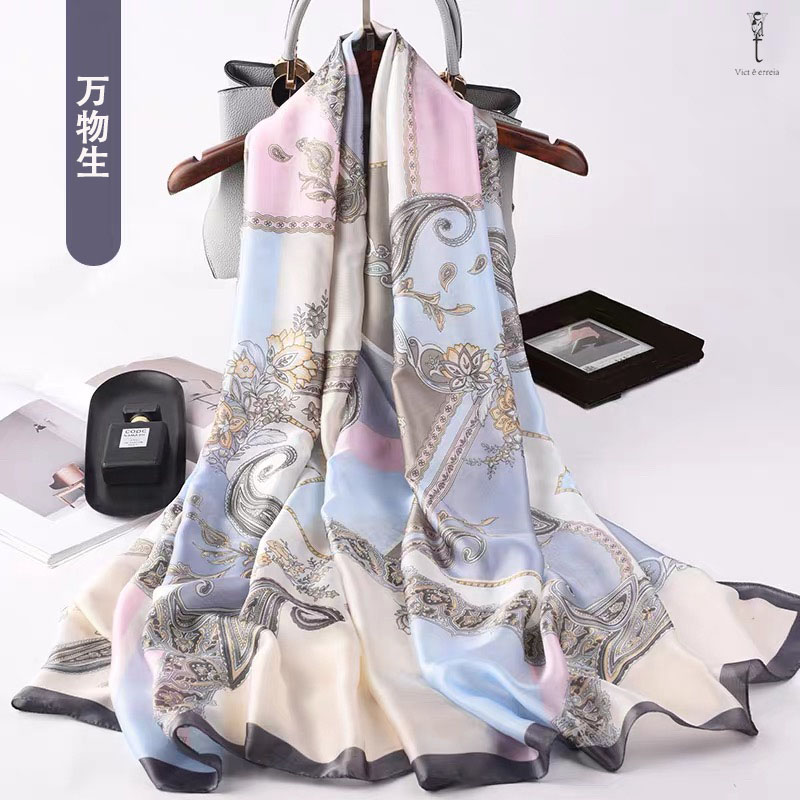 维多利亚轻奢高级感亚麻丝巾时髦精必备品花色高级百搭四季可用可围脖可披肩