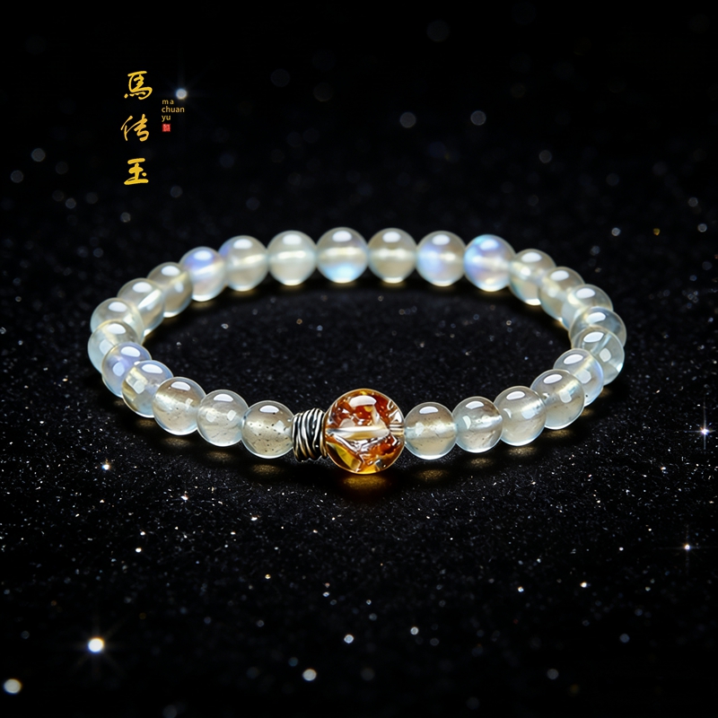 馬传玉 月光石金箔锦鲤手串MCY229