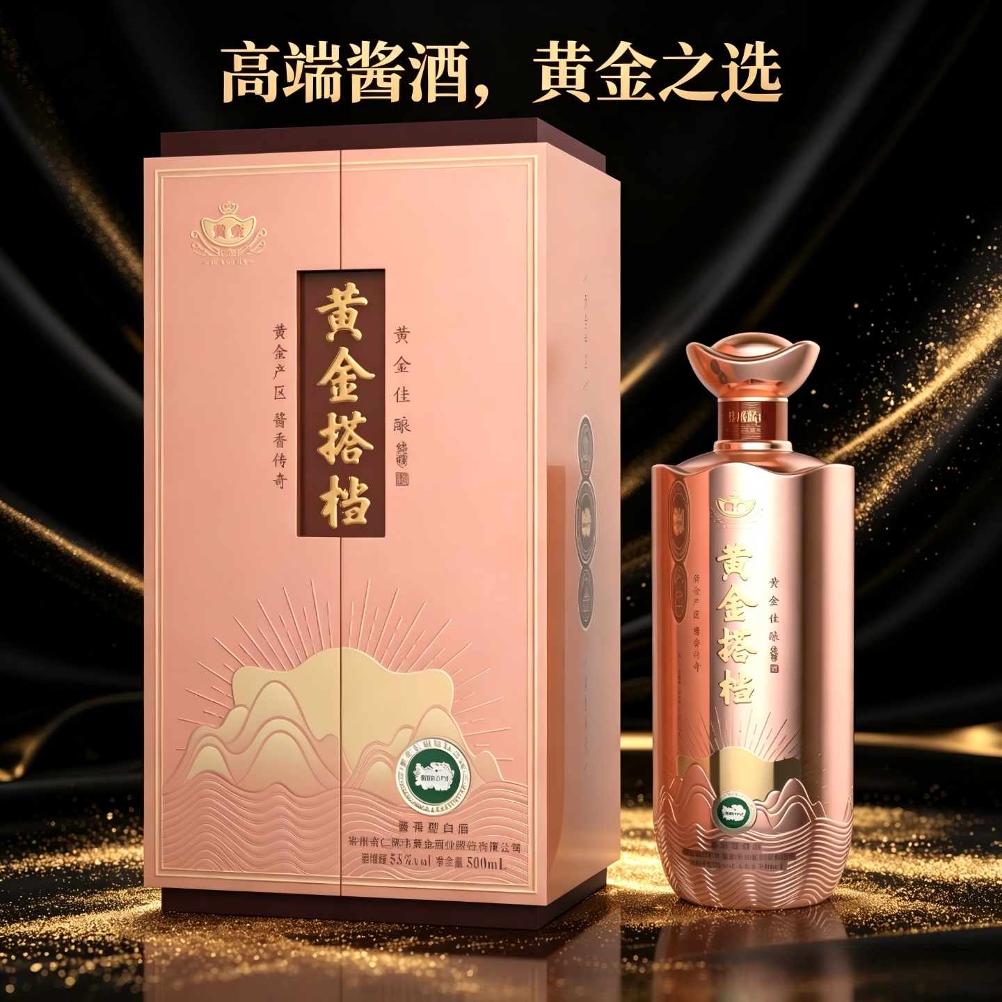 黄金酱酒黄金搭档佳酿53度口粮酱香型白酒贵州纯粮大曲坤沙工艺优级酒500ml礼盒