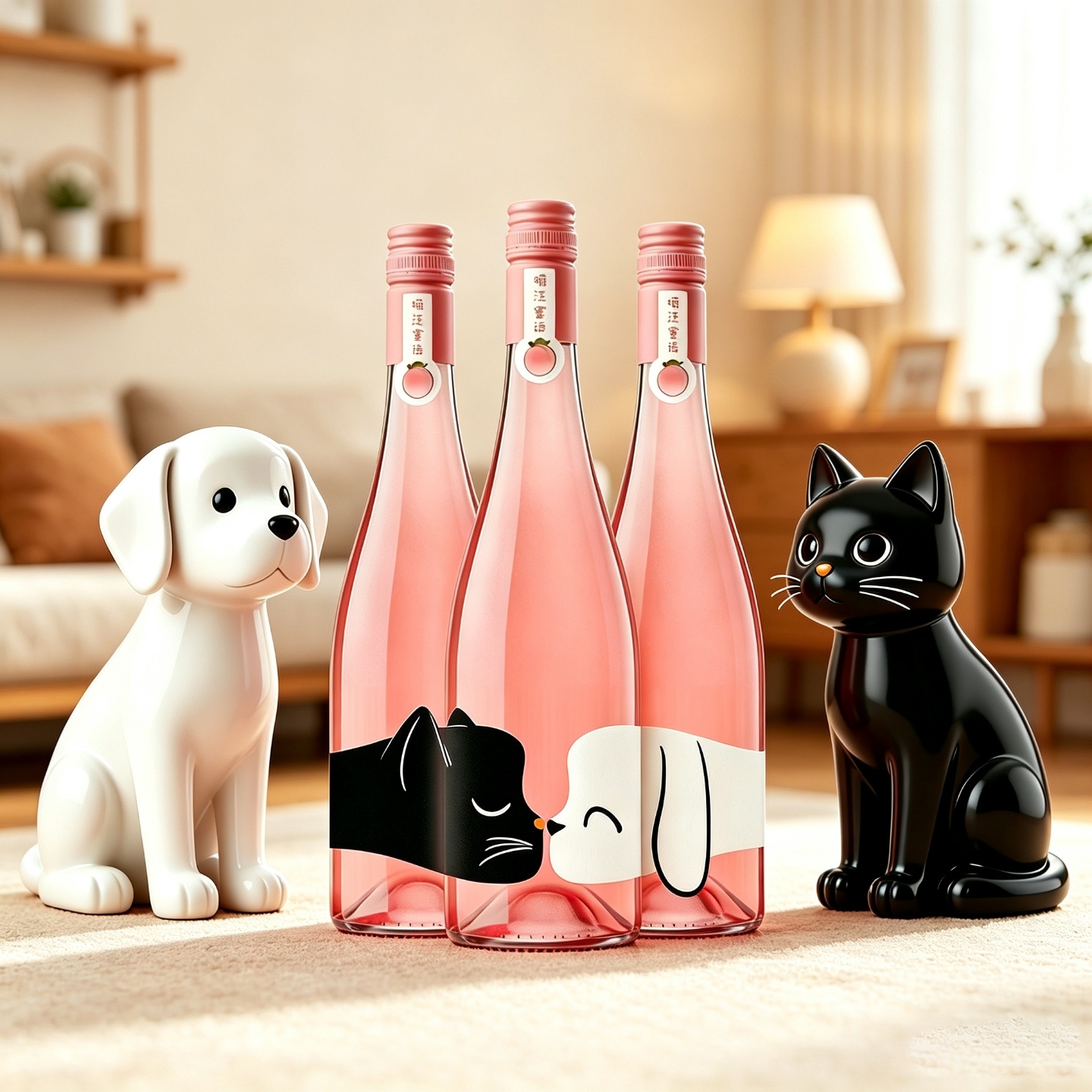 蜜桃味 莫斯卡托葡萄酒 甜酒 喵汪蜜语 750ml*3瓶