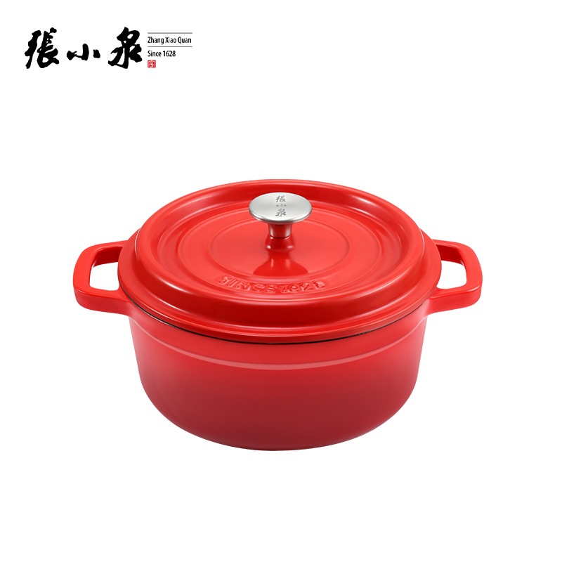 张小泉中国红铸铁珐琅锅C32240100