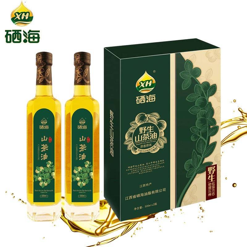 硒海压榨一级山茶油500ml*2瓶礼盒装