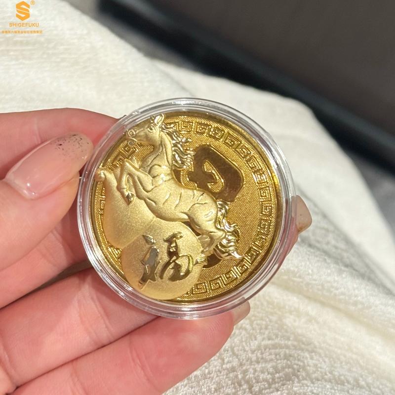 香港周六福黄金钻石首饰999足金马上享福金币
