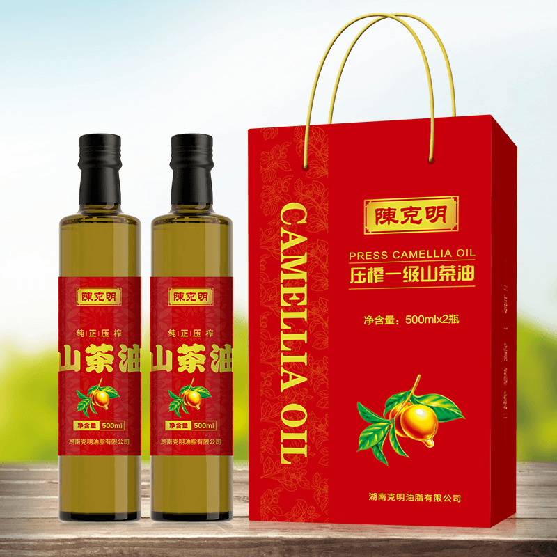 陈克明500ml*2山茶油（玻璃瓶红标）