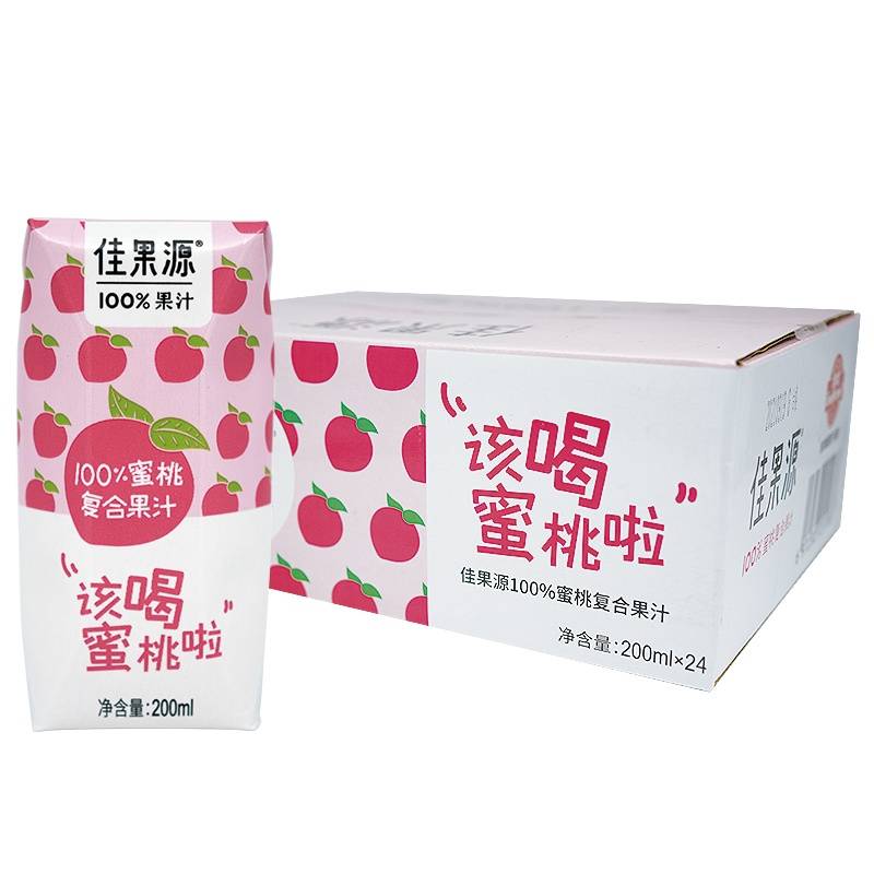 佳果源100%蜜桃复合果汁200ml*24盒/箱