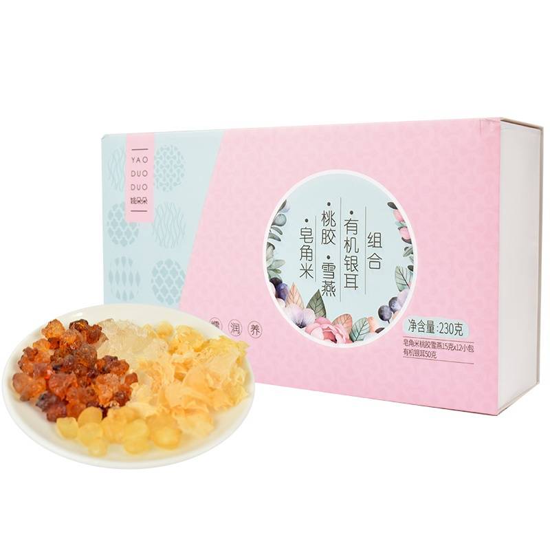 姚朵朵桃胶雪燕皂角米银耳组合230克 （15克*12包+50克)