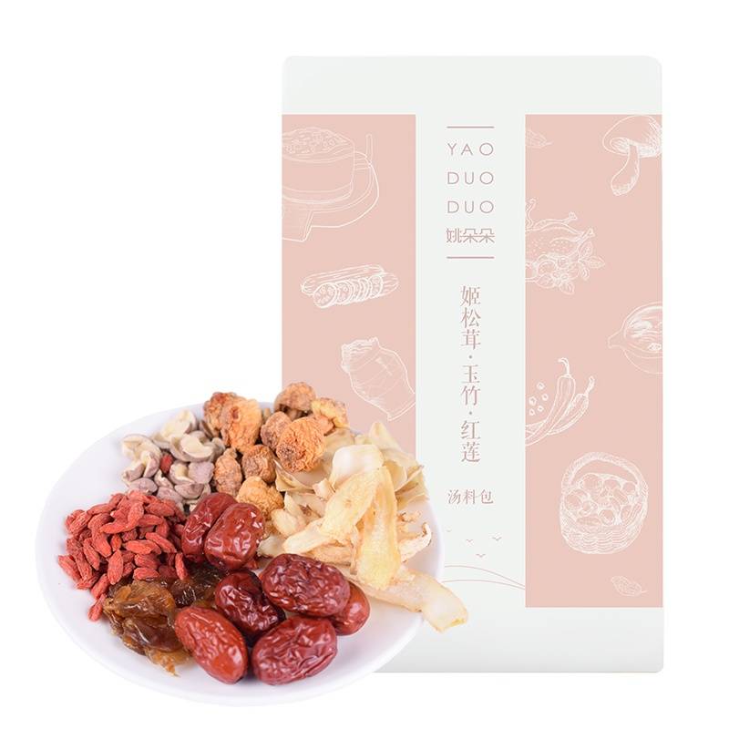 姚朵朵姬松茸玉竹红莲料包组合90克