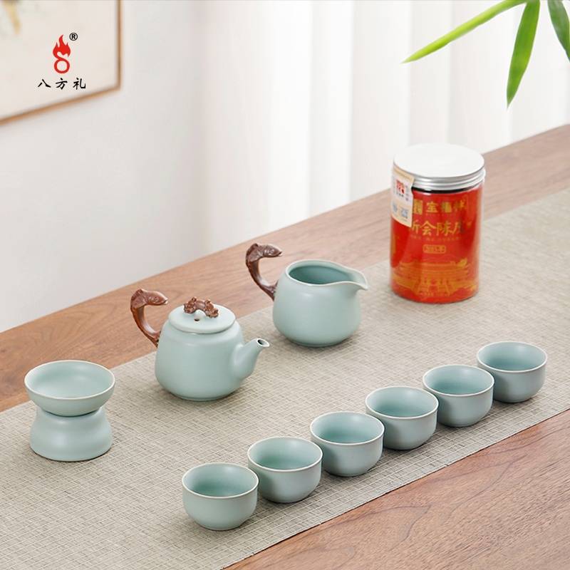 八方礼鱼跃龙门茶具+新会陈皮套装(茶礼组合)