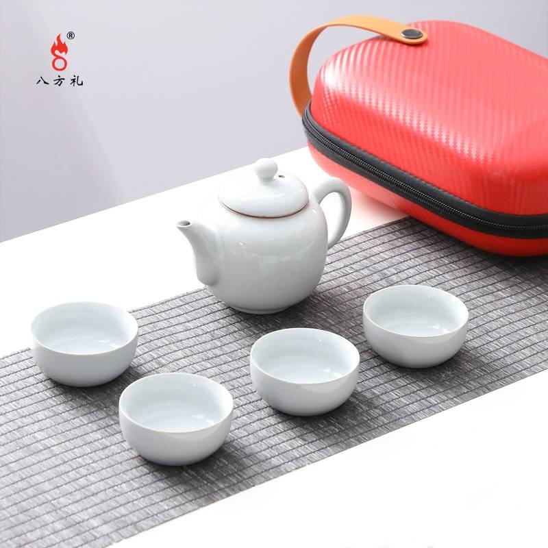 八方礼福满天下茶具5入（月光白）