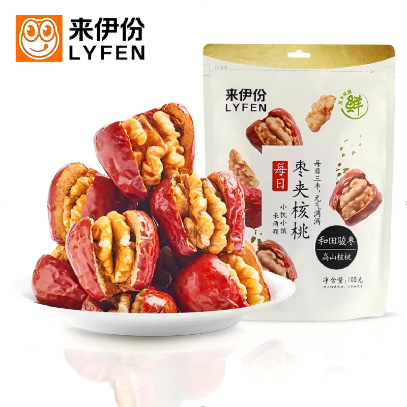 来伊份每日枣夹核桃108g*3包