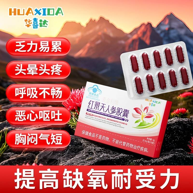 【官方授权 正品保障】华喜达 麦金利牌红景天人参胶囊 改善改善头晕头疼恶心呕吐呼吸不畅  10粒/盒