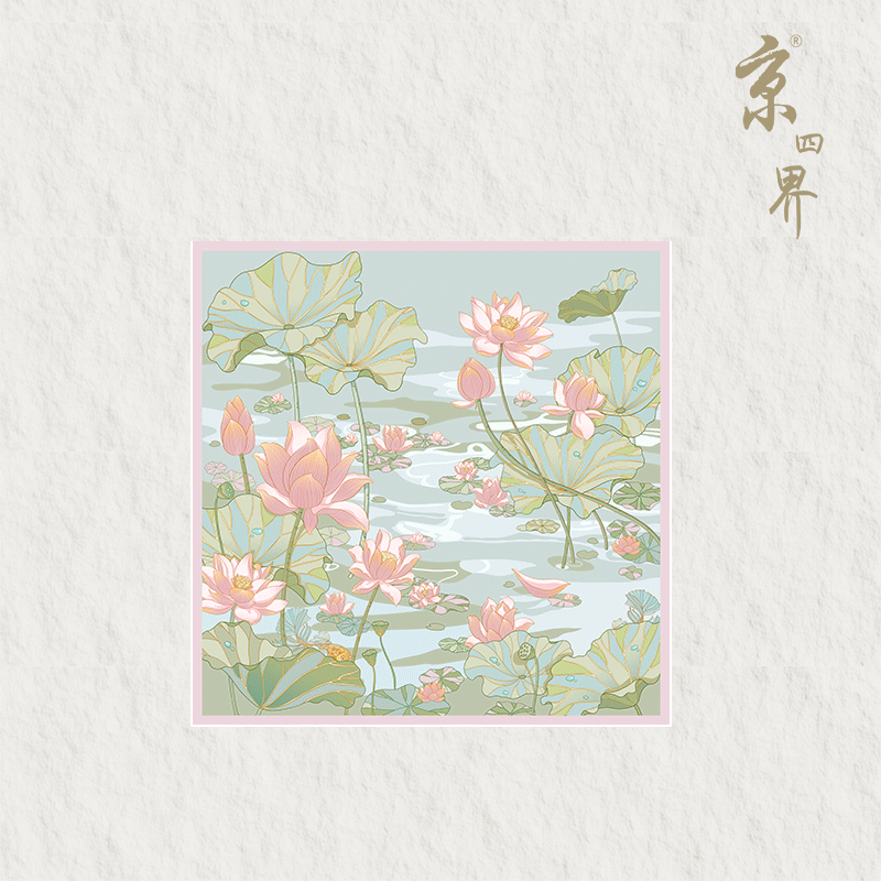 京四界·荷塘有花仿丝丝巾	JSJF-90001