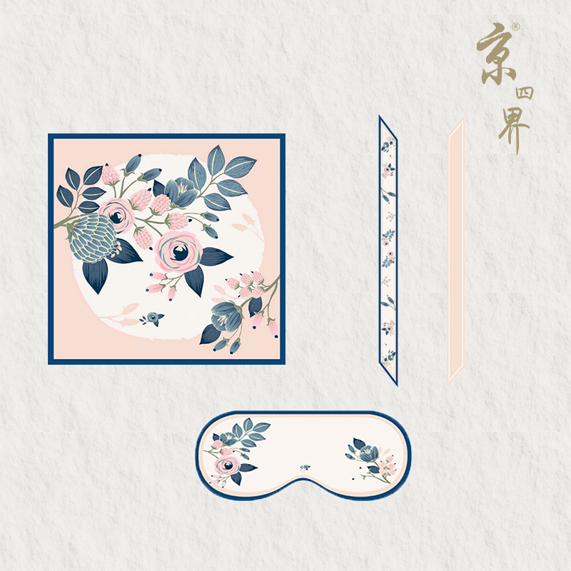 京四界·玫瑰有约丝巾&飘带&眼罩套装	JSJFT-008
