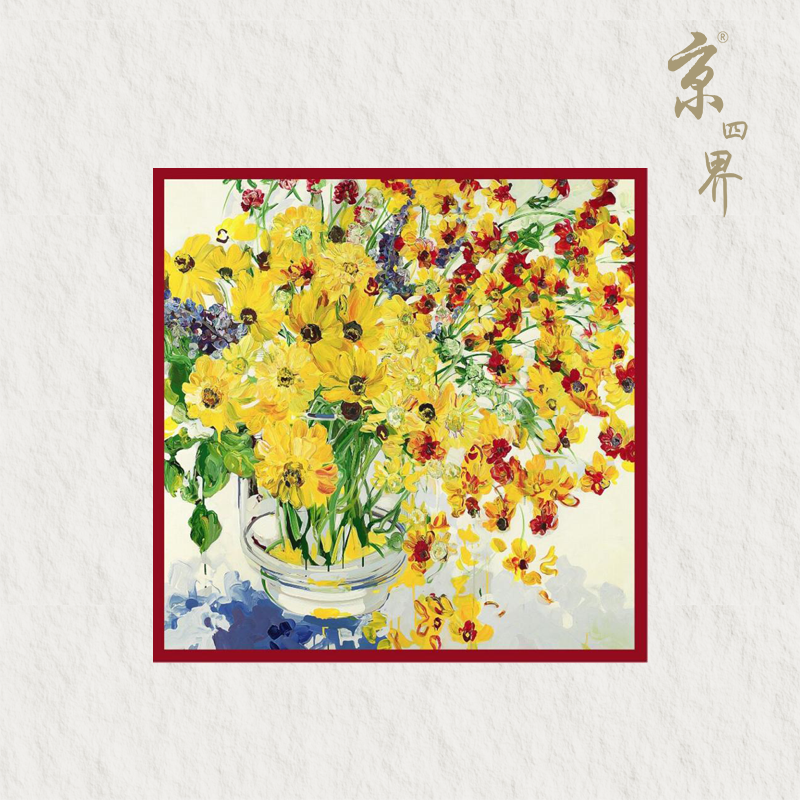 京四界·向日葵100%桑蚕丝丝巾	JSJ-65008