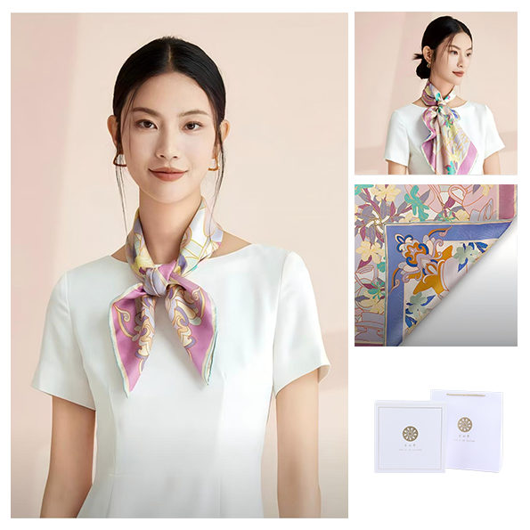京四界·茶香细语100%桑蚕丝丝巾	JSJ-65125
