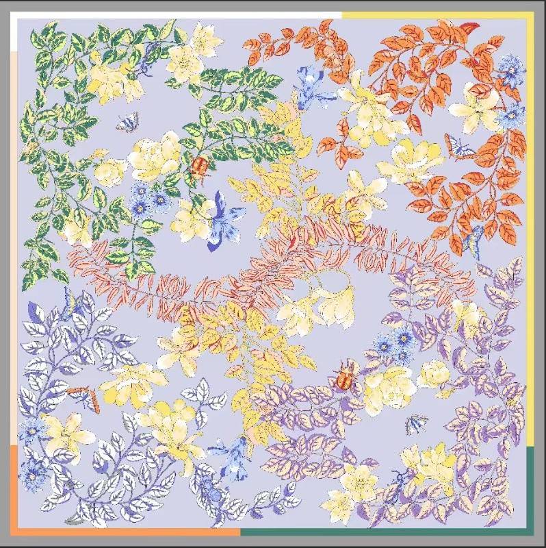 京四界·朝花夕拾100%桑蚕丝丝巾	JSJ-106123