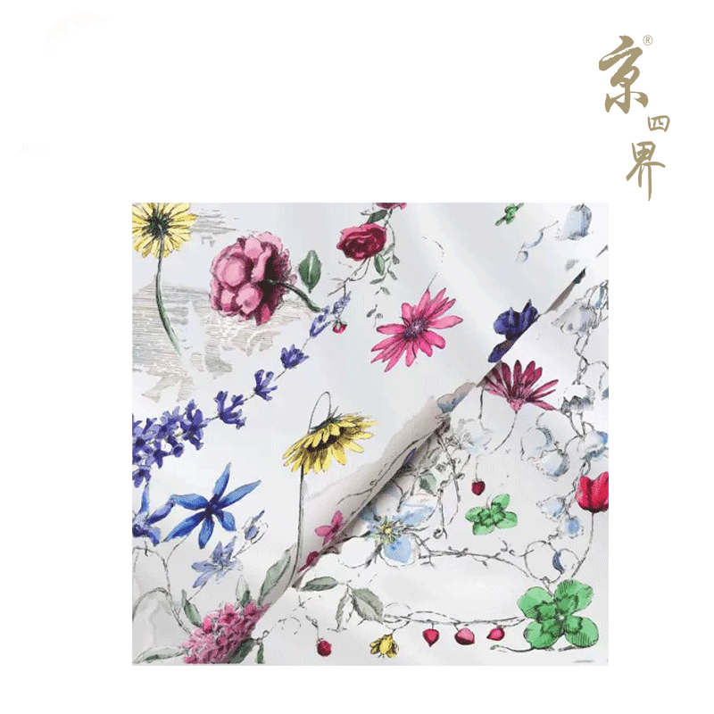 京四界·百花齐放100%桑蚕丝丝巾	JSJ-86009