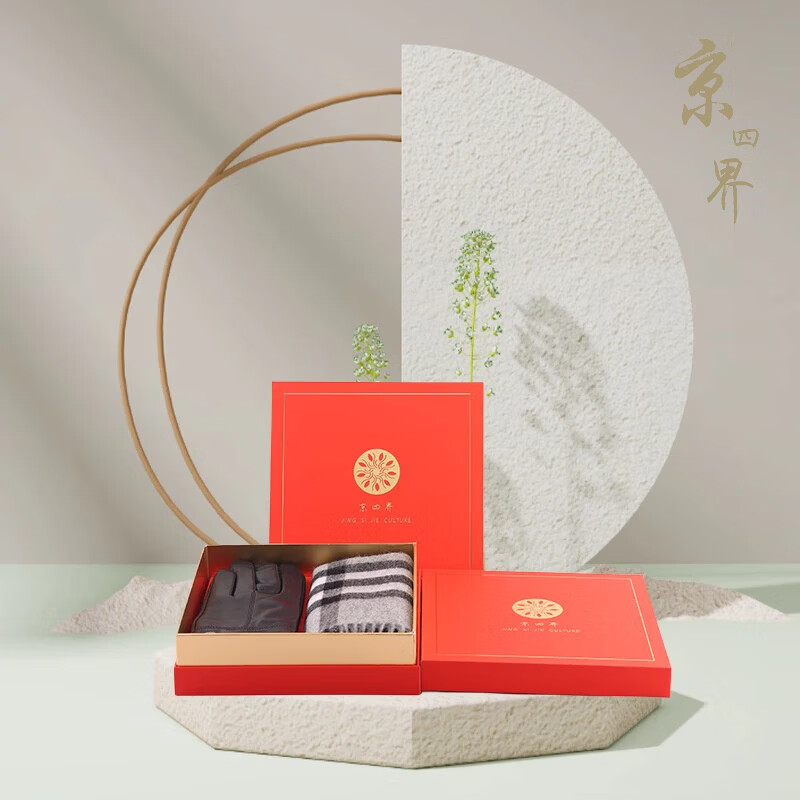 京四界·100%羊毛围巾&羊皮手套  套装JSJA10-003